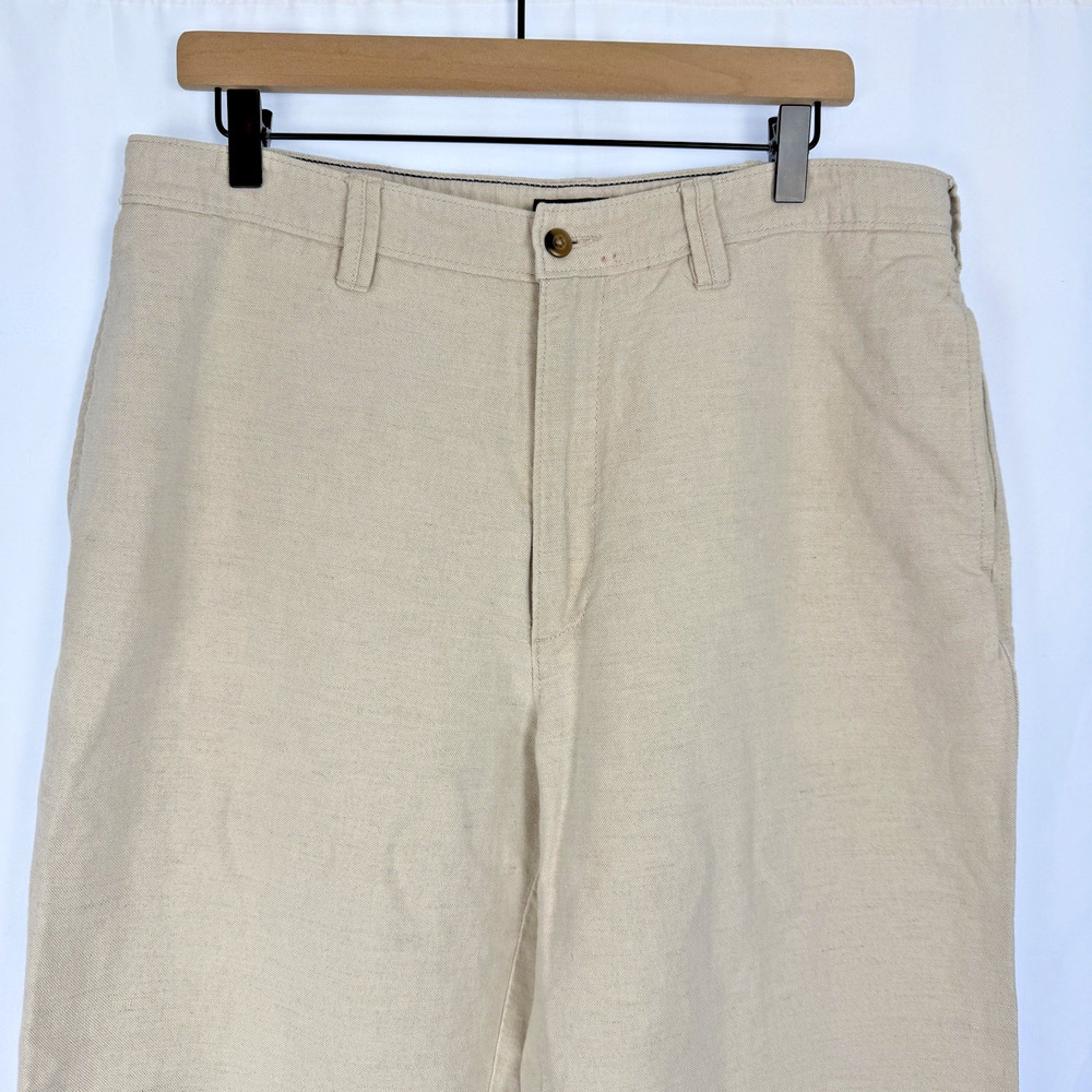 Vintage Linen Blend Pants Mens 36x29 Ivory White Trousers Y2K 90s St Johns Bay - Picture 4 of 9